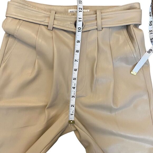 Avec Les Filles Faux Leather High Rise Belted Cream Pants Size Small - Picture 12 of 14